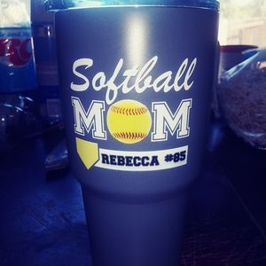 Custom tumbler.  Softball mom. Rebecca #85